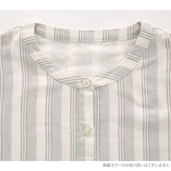 ワコール Wacoal スイミンカガク 睡眠科学 二重ガーゼ ストライプ パジャマ 5分袖 8分丈パンツ 上下セット ML 綿100％ レディースの画像