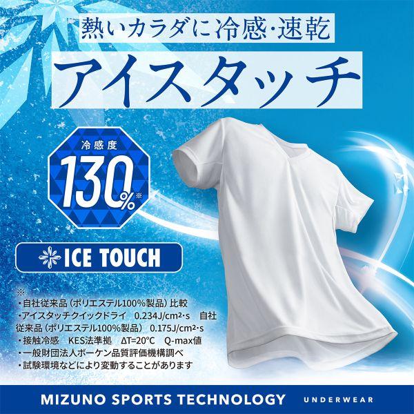 ミズノ MIZUNO アイスタッチ ICE TOUCH 冷感度130％ クイックドライアンダー Vネック半袖シャツ メンズ インナー 接触冷感｜shirohato｜06