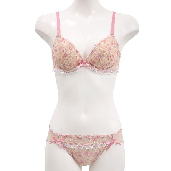 Pan Cute パンキュート フラワープリント刺繍レース ブラセット ABCDEF