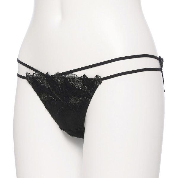 ☆Ravijour☆廃盤BLACKレース☆C65-70水玉Tバックショーツ☆ シャイニーレースx艶サテンブラジャー&サイド紐Tバックショーツ