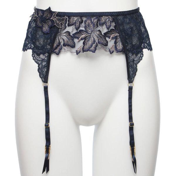 ★Ravijour★ラメストーン花柄刺繍ガーターベルト★下着★BLUE★セクシー Ravijour - ☆Ravijour☆ラメストーン花柄刺繍ガーターベルト☆下着