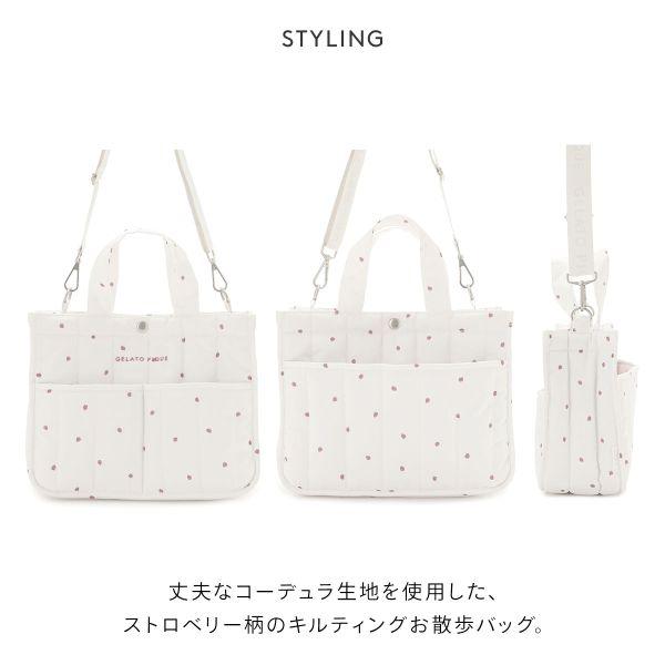 ジェラートピケ CAT&DOG 販路限定商品 ストロベリーキルティングお散歩バッグM gelato pique_5