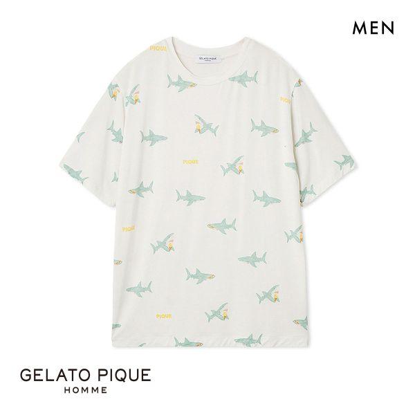 ジェラートピケ オム メンズ 接触冷感 SHARK柄Tシャツ ジェラピケ パジャマ ルームウェア gelato pique HOMME の商品画像