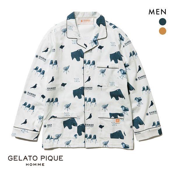 ジェラートピケ オム Gelato Pique Homme メンズ Eames チェアモチーフシャツ ジェラピケ ルームウェア パジャマ B52pmft Shirohato 白鳩 通販 Yahoo ショッピング