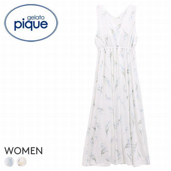 全国宅配無料 ジェラートピケ Gelato Pique レディース リップフラワーモチーフノースリーブドレス ジェラピケ パジャマ ルームウェア カップイン 最新情報 Fusocr Com