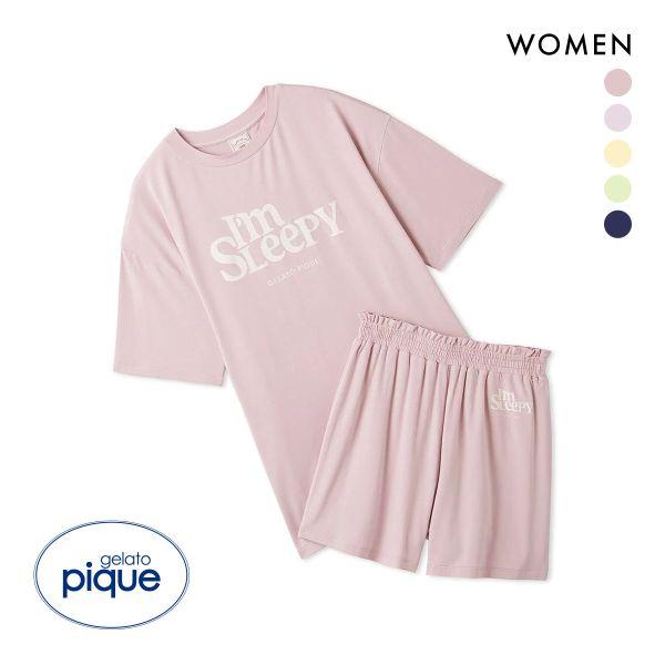 ジェラートピケ レディース カラフルレーヨンロゴBIGTシャツ&ショートパンツセット ジェラピケ パジャマ ルームウェア gelato pique | gelato pique