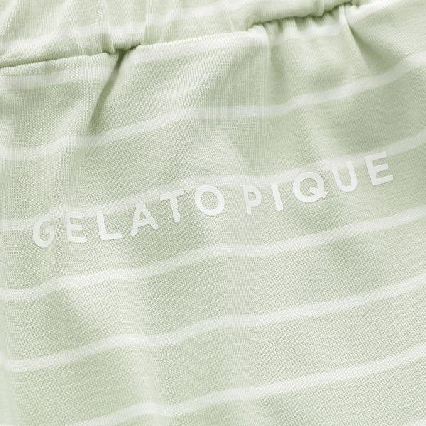 ジェラートピケ レディース レーヨンロゴTシャツ＆ボーダーショートパンツセット 上下セット ジェラピケ ルームウェア gelato piqueの画像