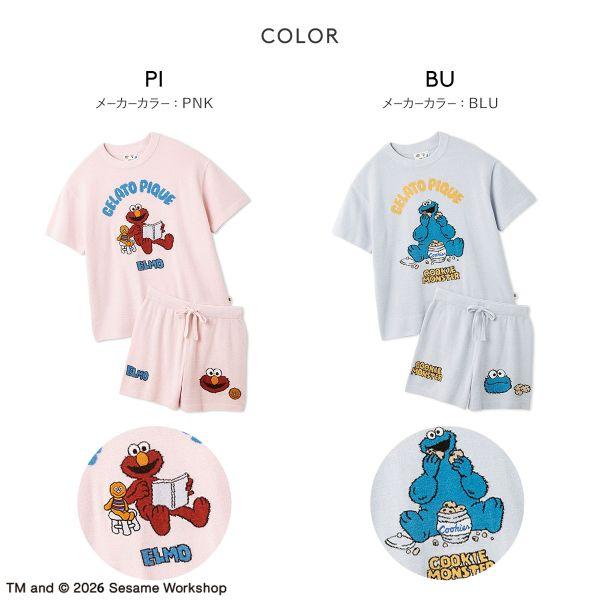 ジェラートピケ SESAME STREET エアリーモコジャガードプルオーバー＆ショートパンツセット ジェラピケ セサミストリート gelato piqueの画像