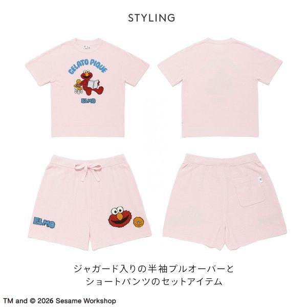 ジェラートピケ SESAME STREET エアリーモコジャガードプルオーバー＆ショートパンツセット ジェラピケ セサミストリート gelato piqueの画像