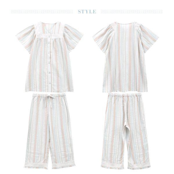 キッドブルー 25CRサッカーストライプ 半袖 ルームウェア ロングパンツ 上下セット パジャマ KID BLUE | KID BLUE | 06