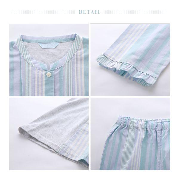 キッドブルー 25ストライプ&天竺 9分袖 フルレングス 上下セット パジャマ KID BLUE 送料無料 キッドブルー 25ストライプ＆天竺 9分袖 フルレングス 上下セット