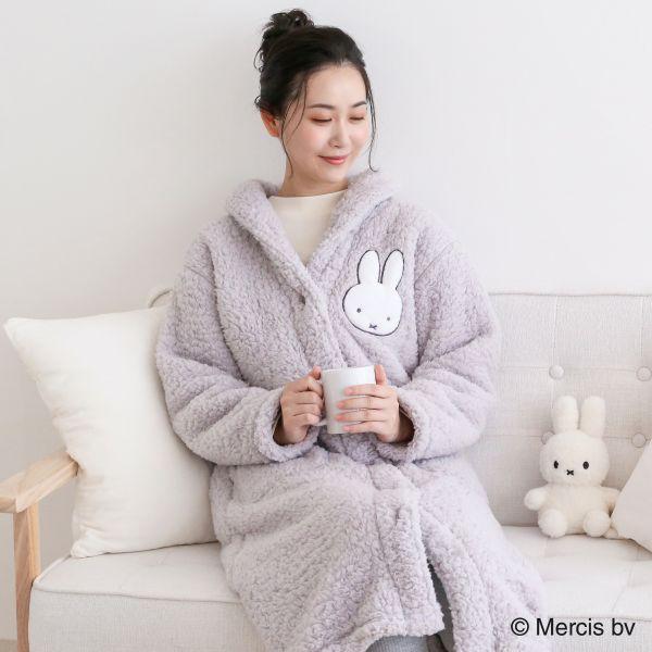 もふもふmiffy 着る毛布 ルームウェア ガウン 前開き もこもこ シープボア あったか 温活 ミッフィー bloomingFLORA｜shirohato｜18