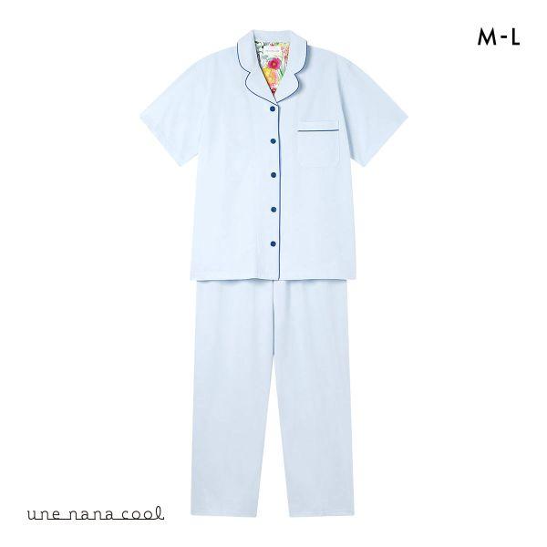 ウンナナクール 綿混 両染ジャージ 半袖 パジャマ MADE WITH LIBERTY FABRIC ルームウェア 上下セット レディース une nana cool | une nana cool