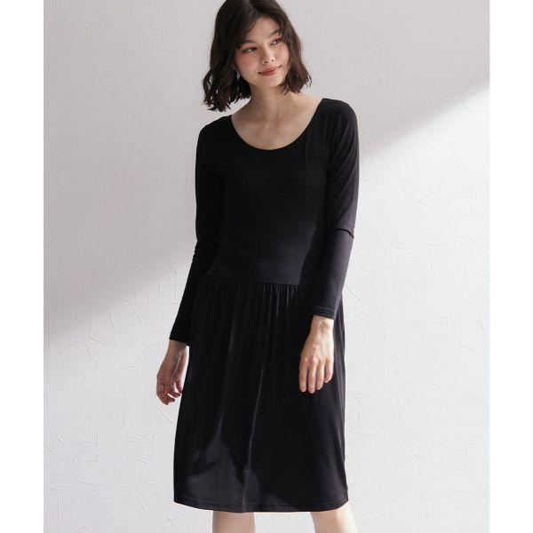 ニッセン 暑がりさんの冬インナー 襟ぐり広め丈長め長袖スリップ M L 吸湿発熱 吸汗速乾 UVカット 静電防止 ウォームコアAIR nissen | SHIROHATO | 14