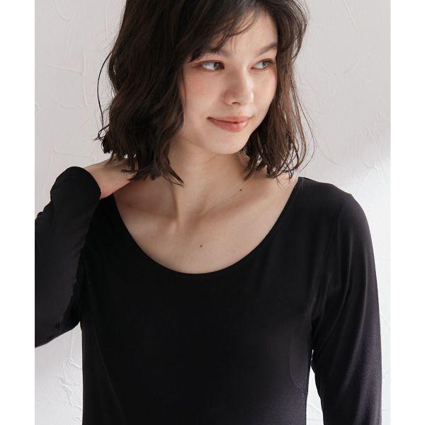 ニッセン 暑がりさんの冬インナー 襟ぐり広め丈長め長袖スリップ M L 吸湿発熱 吸汗速乾 UVカット 静電防止 ウォームコアAIR nissen | SHIROHATO | 16