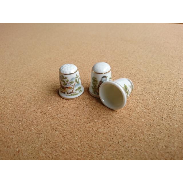 専用です☆陶器の指貫～インテリア 6個セット 指ぬき 指貫 鳥(2) コレクション アンティーク : 白い食器とインテリア
