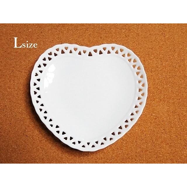 ハートレースプレートL 透かし 皿 洋食器 ハート皿 白磁 かわいい