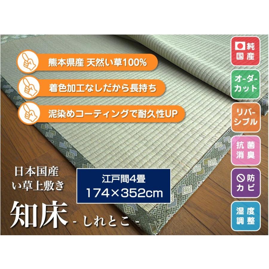 熊本県産 天然い草 上敷き ござ 江戸間 4畳 純日本国産 174×352cm 知床 サイズオーダー可 選べる縁 :sire-edoma