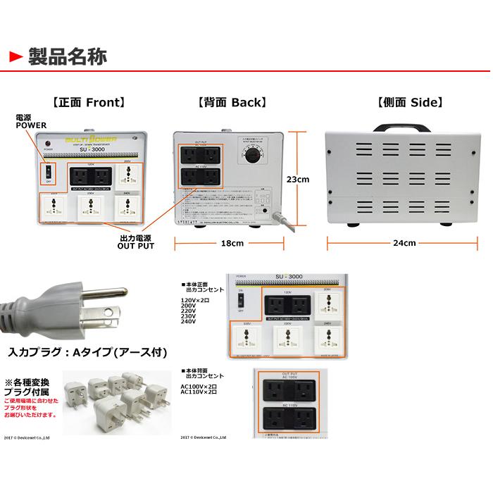 スワロー電機 SU-3000 海外用 日本国内用 3000W 変圧器 正規代理店 入