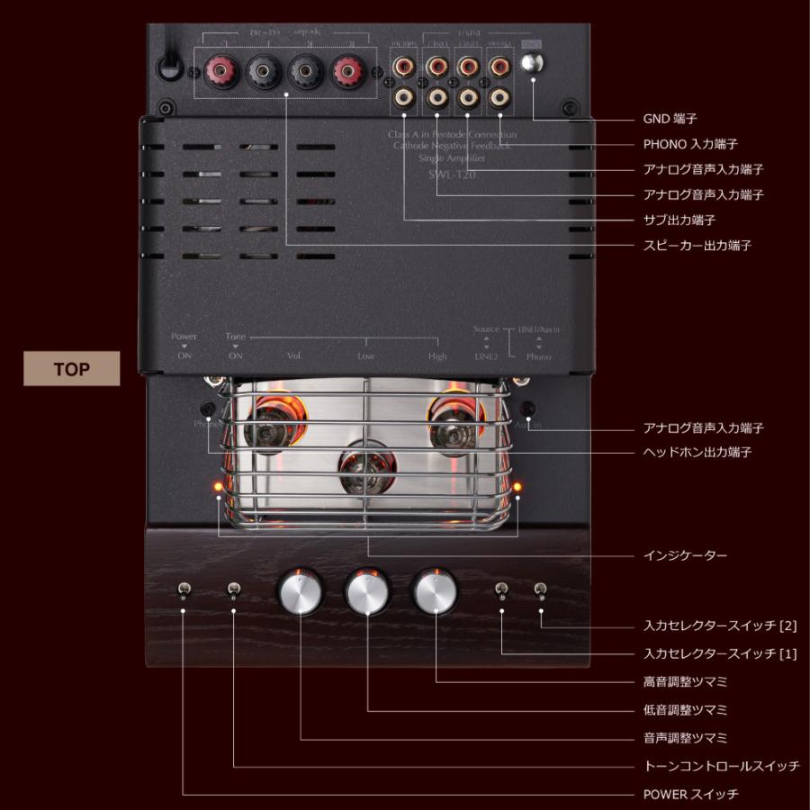 SWL-T20-SD 真空管 プリアンプ メインアンプ  PHONO アナログ オーディオ ステレオ アンプ 真空管アンプ キット 日本製 木製  コンパクト SOUNDWARRIOR｜shiroshita｜04