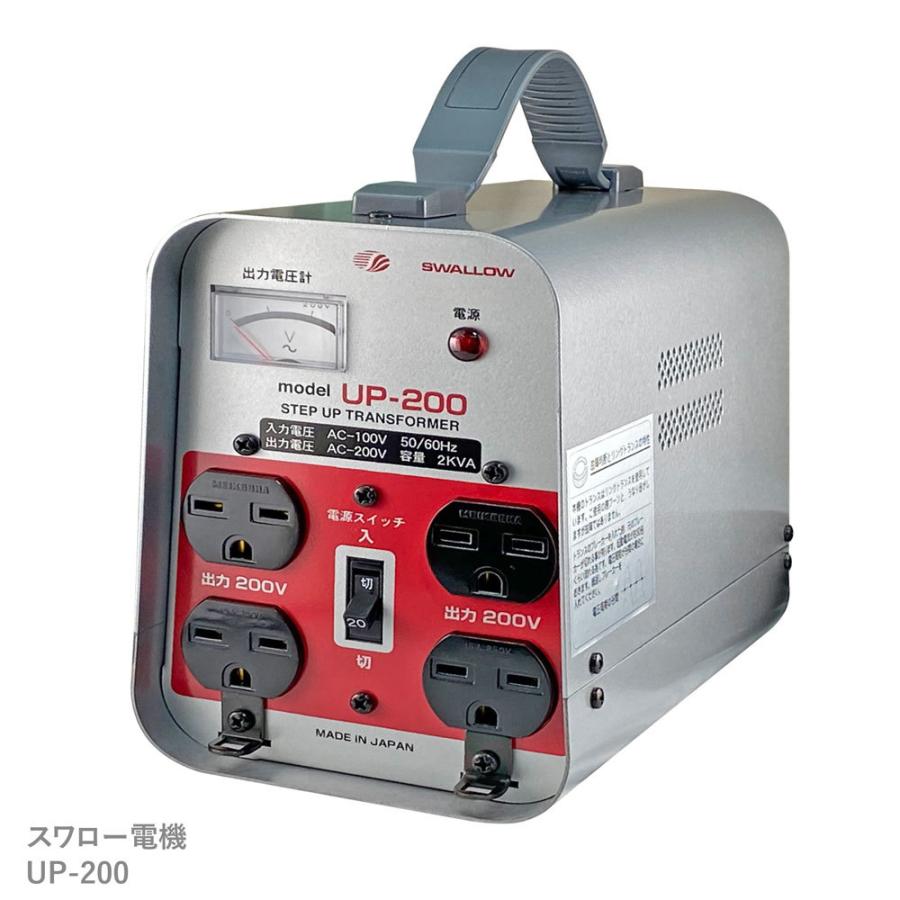 UP-200 現場工事用 2KVA ( 2000W ) 変圧器 | 業務用 日本国内用 入力 100V 出力 200V 昇圧 単相 単巻 アップトランス スワロー電機 日本製