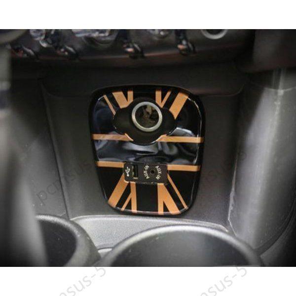 MINI CooPER F55/F56 シガーライター シガーソケットパネルカバー 高質感ABS製 ユニオンジャック(ブラック+金