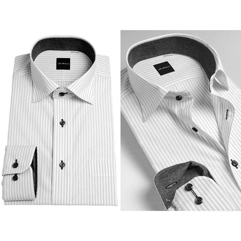 ワイシャツ メンズ 長袖 形態安定 ビジネス クールビズ 定番 吸水速乾 すっきりシルエット ドレスシャツ おしゃれ 白 ストライプ｜shirt-style｜21