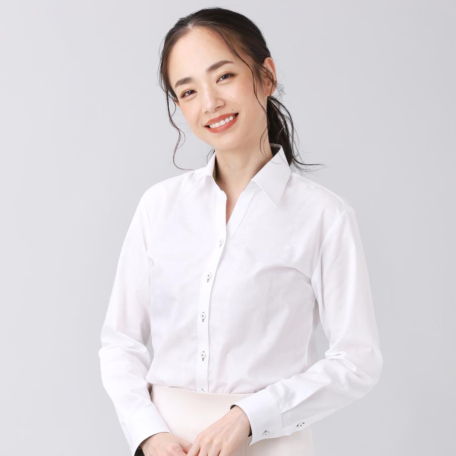 Disney ディズニー レディース ウィメンズシャツ 長袖 形態安定 スキッパー衿 綿100 白 アーガイル織柄 ミッキーシェイプ織柄 シャツ工房グループ Online Shop 通販 Paypayモール