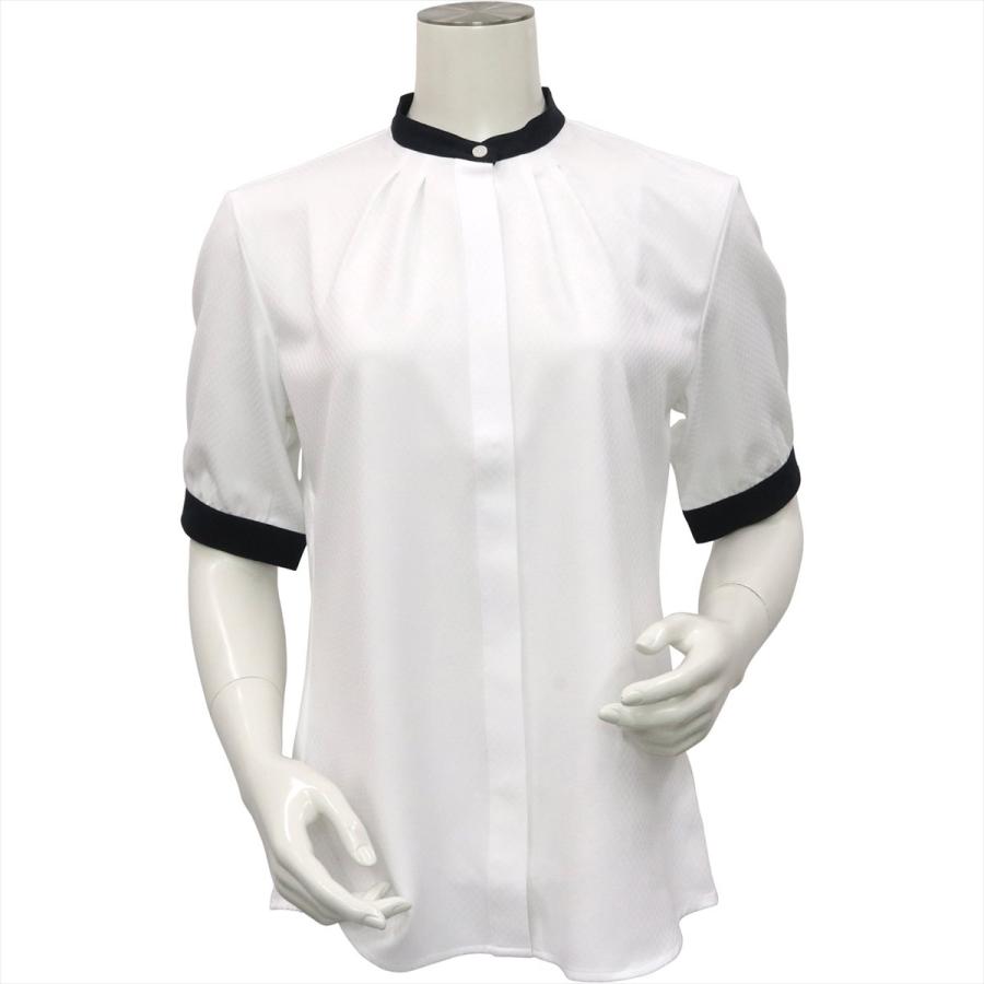 【デザイン】 COFREX 配色衿ギャザー 五分袖 レディースシャツ｜shirt｜02