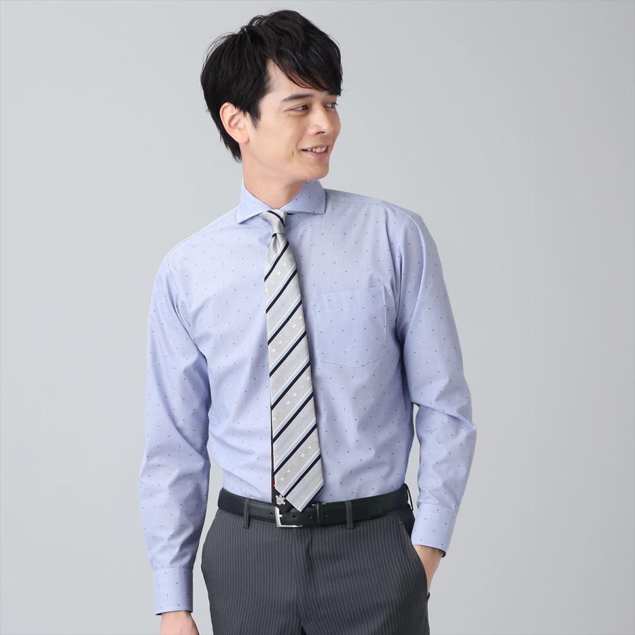 Disney ディズニー ワイシャツ 長袖 形態安定 ホリゾンタル ワイド ブルー ブルー小紋柄 Just Style シャツ工房グループ Online Shop 通販 Paypayモール