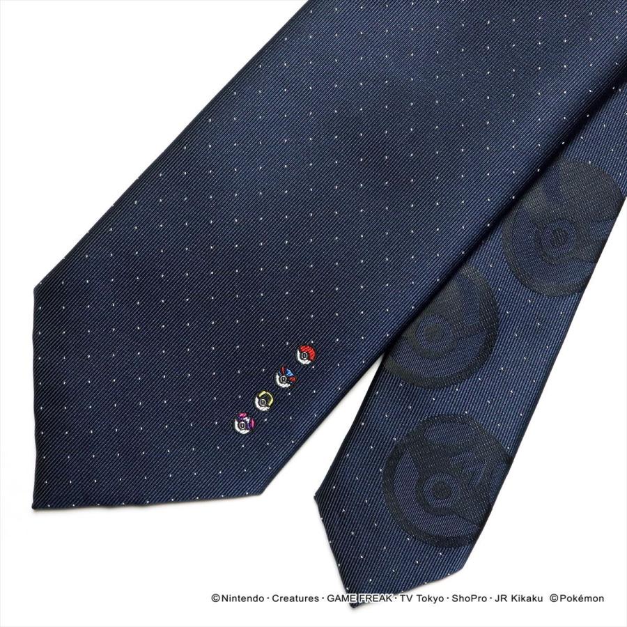 Pocket Monsters ポケモン 品質保証 モンスターボール ネクタイ ネイビー系 ドット柄