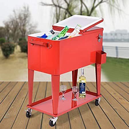 50%OFF 特別価格HAPPYGRILL Part好評販売中 Rolling Cart, Cooling Beer Camping Outdoor Cooler, Quart 80 クーラーボックス