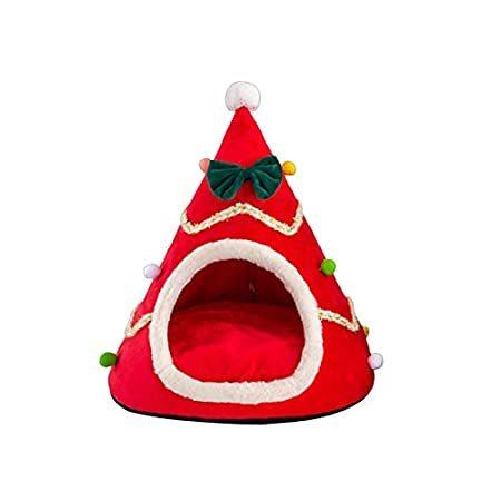 特別価格Gojiny Soft Wool Pet Cave Christmas Hat Shape Warm Pet Mat Sponge Pet Bed C好評販売中 小物、アクセサリー