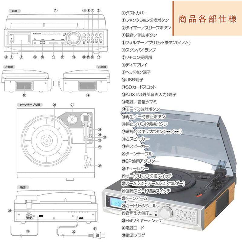 オーム電機 AM/FMラジオ付マルチレコードプレーヤーシステム RDP-B300N AM/FMラジオ付マルチレコードプレーヤーシステム RDP B300N 5mmステレオミニジャック