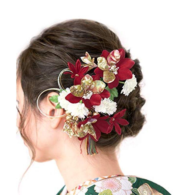 21新入荷 卒業式 成人式 髪飾り ソウビエン 2点セット ヘアアクセサリ 髪留め 前撮り 袴 卒業式 コサージュ 水引 房紐 花 紫 レッド 濃赤 かんざし 髪飾り Mueblesactivos Com