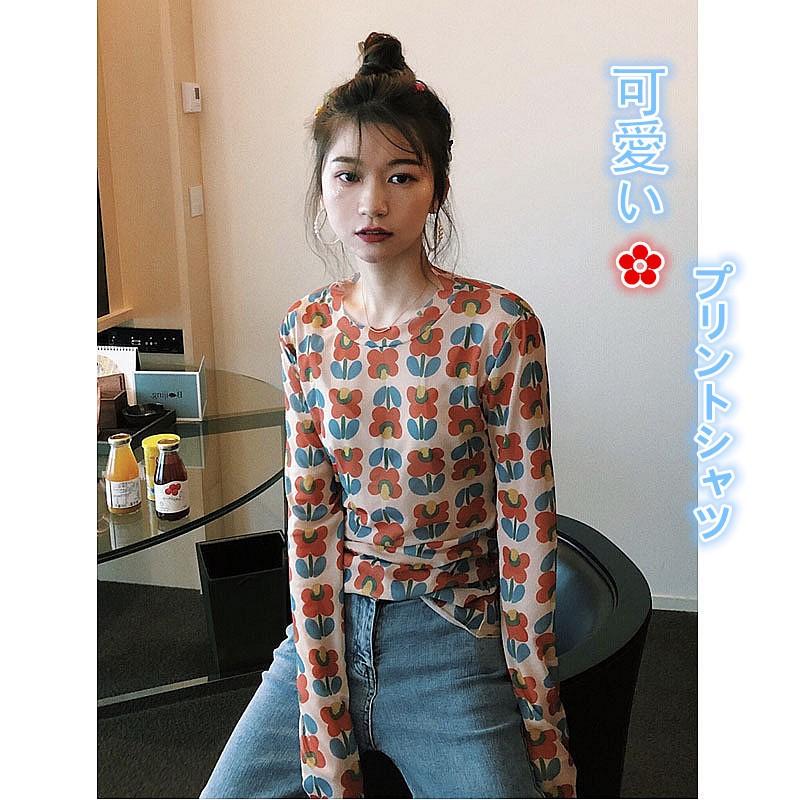 プリントシャツ Tシャツ 可愛いガール トップス 花柄 レディース 春夏秋 長袖 ブラウス 薄い Uvカット 着痩せ 新作 Hana01 しせい 通販 Yahoo ショッピング
