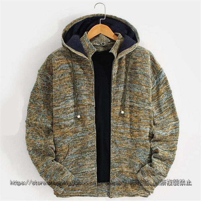 カーディガン メンズ セーター 長袖 カジュアル 紳士服 秋冬 フード付き 代 30代 40代 50代 メンズ冬コーデ