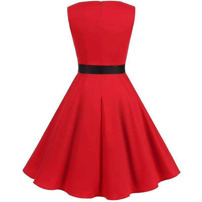 レッド 赤 50年代 パーティードレス フォーマルドレス レトロワンピー レトロワンピース ロカビリードレス 挙式 結婚式およばれワンピース 50 Off 挙式