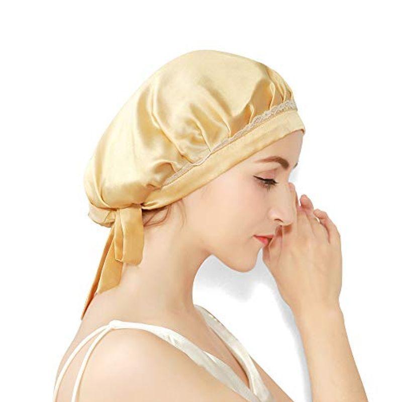 ５５ 以上節約 シルク ナイトキャップ レディース 美髪 ヘアゴム サイズ調整可能 おしゃれ かわいい 人気 イエロー