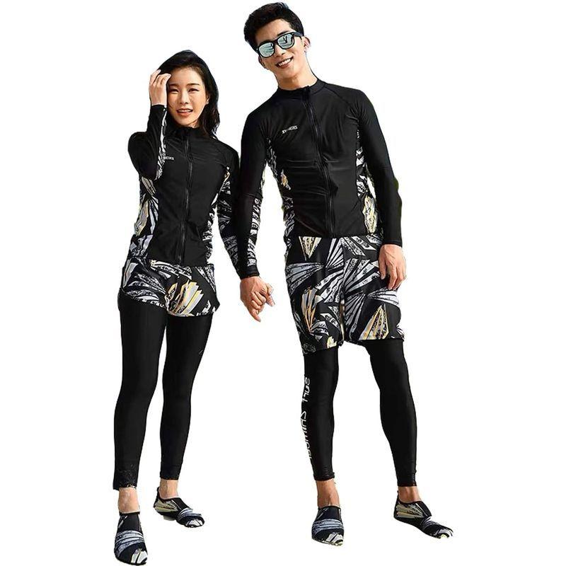 Sujpjheed 水着 長袖 ラッシュガード レディース メンズ 上下セット Uvカット フィットネス ビキニ 体型カバー 前開き 74 以上節約