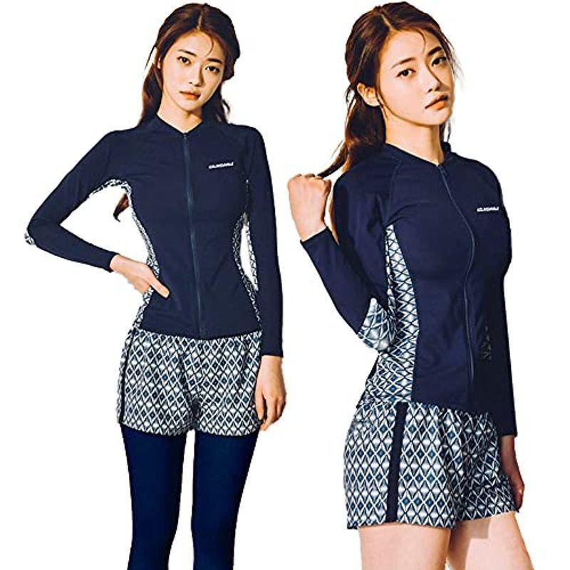 Lavist 水着 ラッシュガード レディース フィットネス 長袖ラッシュパーカー 体型カバー 5点セット タンクトップ レギンス ショート 小物などお買い得な福袋