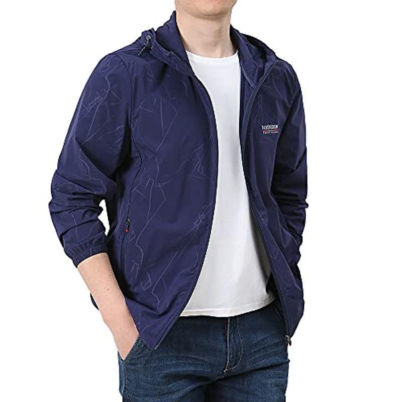 Manatsulifeメンズ ラッシュガード ナイロンジャケット Uvカット アウトドア ジャケット フード付き ジップ 薄手 長袖 撥水 種類豊富な品揃え