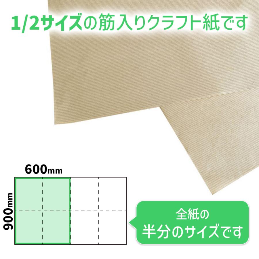 商品名/筋入りクラフト紙 1/2（ハトロン判半才サイズ/600×900mm）【1000枚】の画像