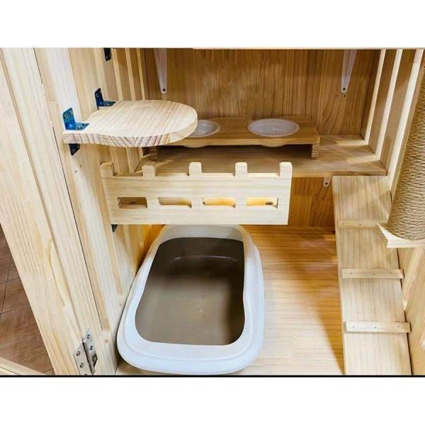 猫 ケージ キャットケージ 3段 木製フレーム 広々 大型 猫ゲージ 高おしゃれ キャットハウス ネコ ハウス 多段 留守番 保護 脱走防止 脱走防止 多頭飼い 脱走防止