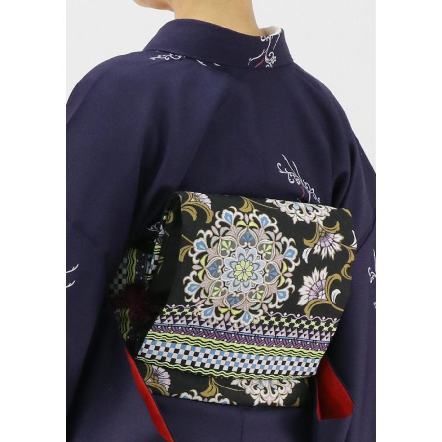 簡単に着れる 洗える 袷 4点セット(着物＋お太鼓帯＋帯締め＋簡単な半