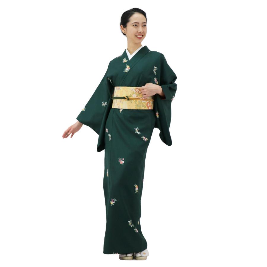 簡単に着れる 洗える 袷 4点セット(着物＋お太鼓帯＋帯締め＋簡単な半