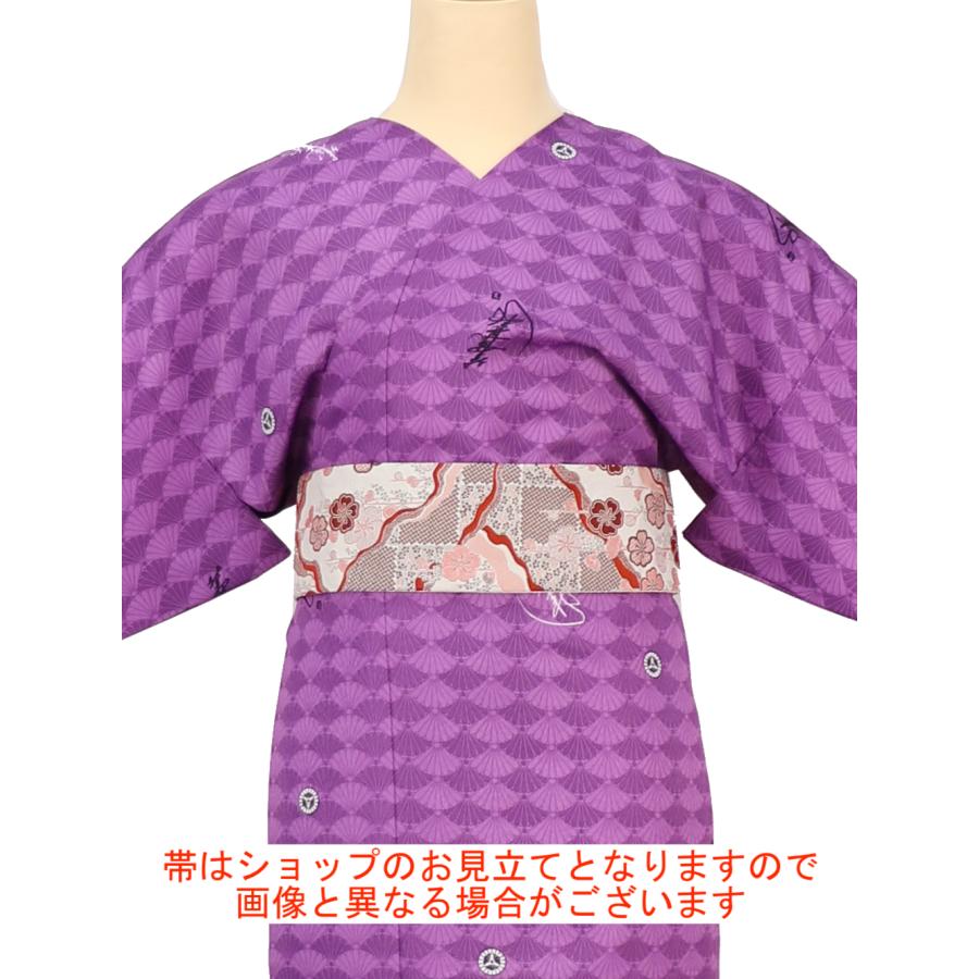 簡単に着れる 洗える 袷 3点セット(小袖着物＋リボン帯＋ショール