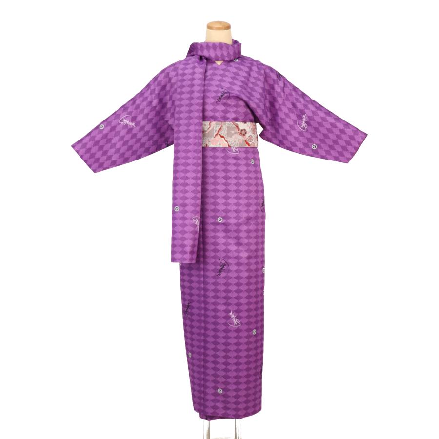 簡単に着れる 洗える 袷 3点セット(小袖着物＋リボン帯＋