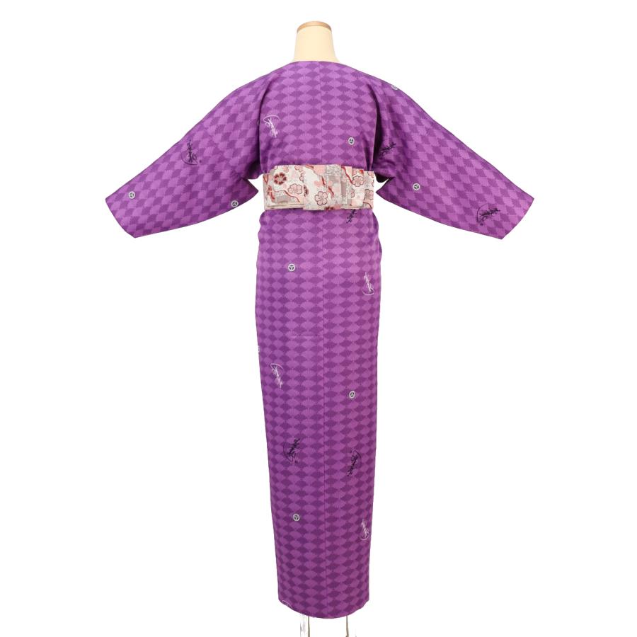 簡単に着れる 洗える 袷 3点セット(小袖着物＋リボン帯＋ショール