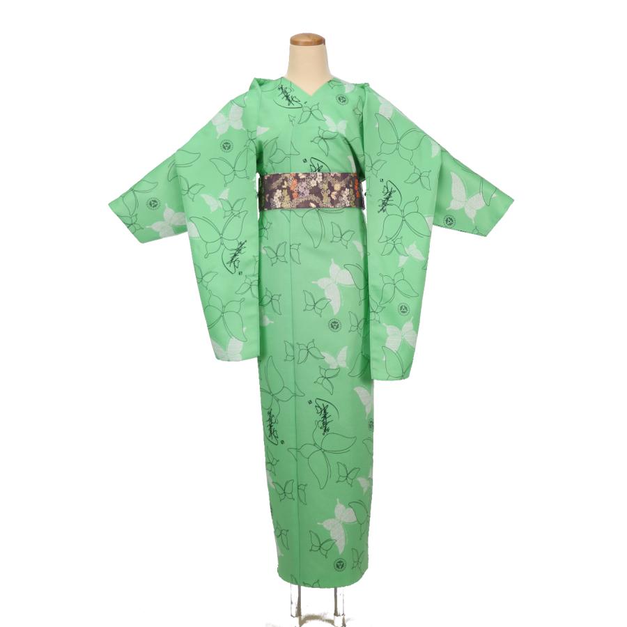 簡単に着れる 洗える 袷 3点セット(小袖着物＋リボン帯＋